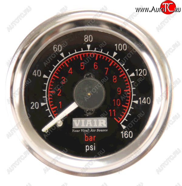 5 799 р. Манометр VIAIR 2 160 PSI, 2 контура, с подсветкой, черный Viair 90082  с доставкой в г. Керчь