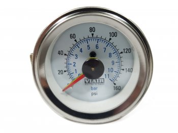 5 799 р. Манометр VIAIR 2 160 PSI, 2 контура, с подсветкой, белый Viair 90083  с доставкой в г. Керчь. Увеличить фотографию 6