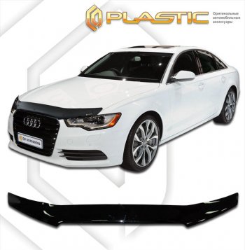 2 099 р. Дефлектор капота (рынок РФ) CA-Plastic  Audi A6  C7 (2010-2018) дорестайлинг, седан, рестайлинг, седан (серия Сlassic черный, без надписи)  с доставкой в г. Керчь. Увеличить фотографию 2