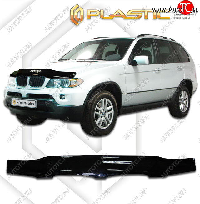 2 079 р. Дефлектор капота CA-Plastic BMW X5 E53 рестайлинг (2003-2006) (classic черный, без надписи)  с доставкой в г. Керчь
