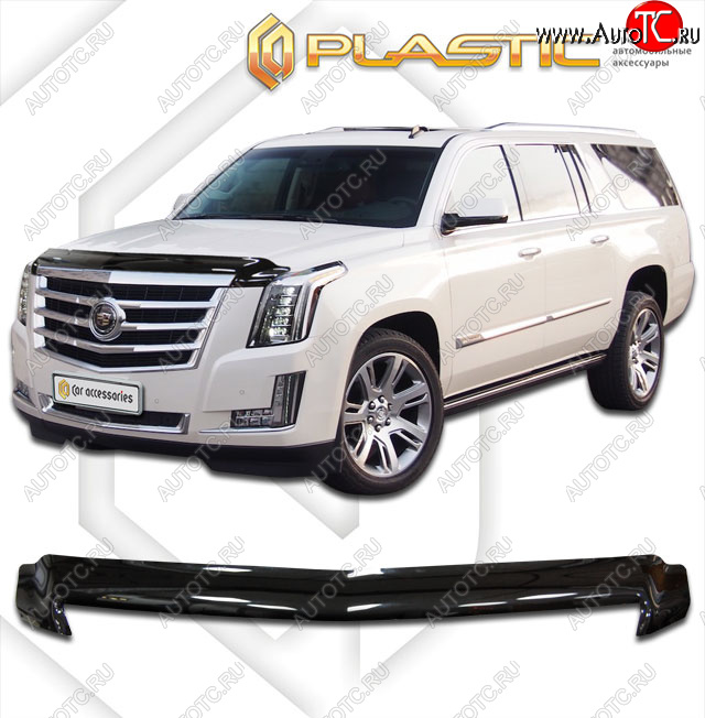 2 159 р. Дефлектор капота CA-Plastic Cadillac Escalade GMTK2 джип 5 дв. короткая база (2015-2020) (classic черный, без надписи)  с доставкой в г. Керчь