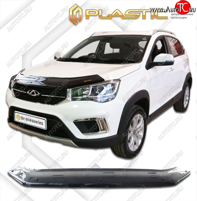 1 899 р. Дефлектор капота CA-Plastic Chery Tiggo 2 (2017-2025) (classic черный, без надписи)  с доставкой в г. Керчь