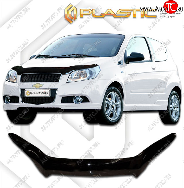 1 999 р. Дефлектор капота CA-Plastic  Chevrolet Aveo  T250 (2006-2011) хэтчбек 5 дв рестайлинг (classic черный, без надписи)  с доставкой в г. Керчь