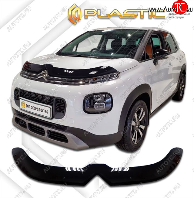 2 079 р. Дефлектор капота CA-Plastic  CITROEN C3 Aircross (2017-2021) дорестайлинг (classic черный, без надписи)  с доставкой в г. Керчь
