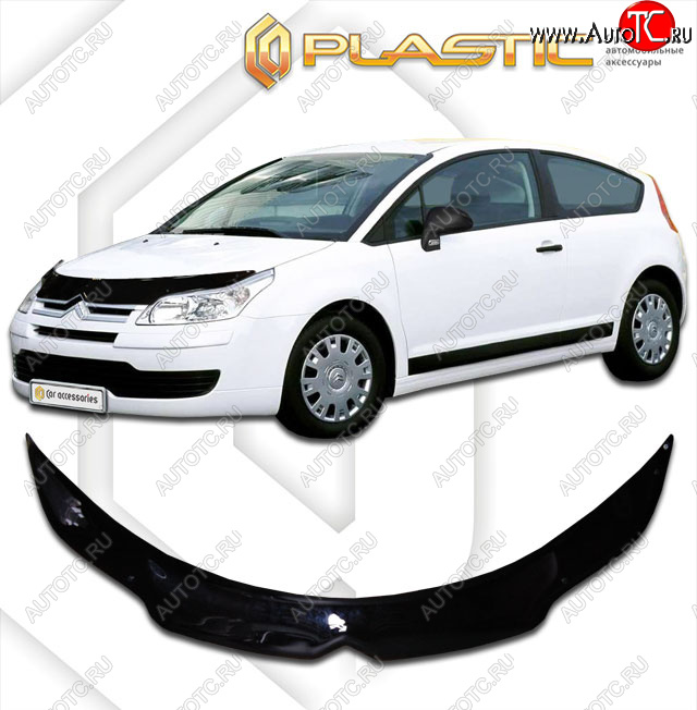 2 199 р. Дефлектор капота CA-Plastic  CITROEN C4 (2008-2011)  рестайлинг, хэтчбэк 3 дв.,  рестайлинг, хэтчбэк 5 дв. (classic черный, без надписи)  с доставкой в г. Керчь