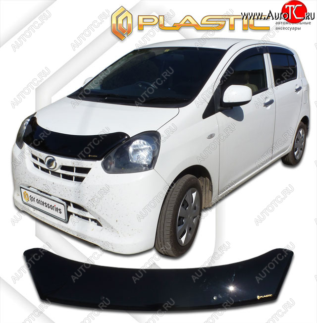 1 999 р. Дефлектор капота CA-Plastic  Daihatsu Mira e:S  LA300S,LA310S (2011-2017) дорестайлинг, рестайлинг (classic черный, без надписи)  с доставкой в г. Керчь