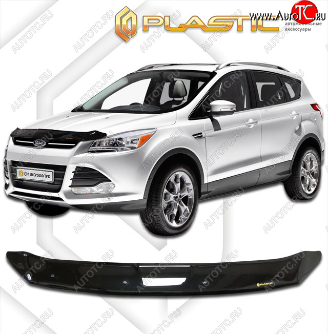 1 899 р. Дефлектор капота CA-Plastic  Ford Escape  3 (2012-2016) дорестайлинг (classic черный, без надписи)  с доставкой в г. Керчь