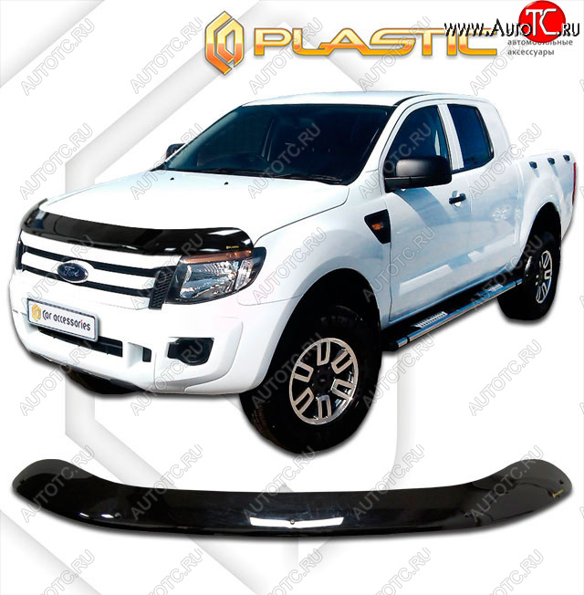 2 199 р. Дефлектор капота CA-Plastic  Ford Ranger  RapCab (2011-2016) дорестайлинг (classic черный, без надписи)  с доставкой в г. Керчь