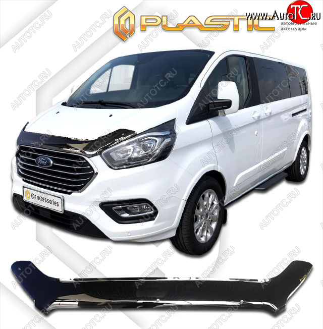 2 079 р. Дефлектор капота CA-Plastic  Ford Tourneo Custom (2017-2021) рестайлинг (classic черный, без надписи)  с доставкой в г. Керчь