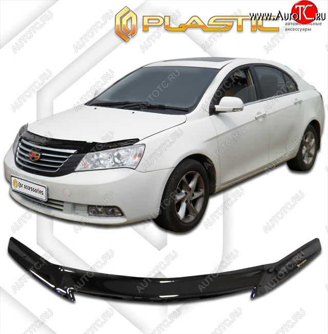 2 079 р. Дефлектор капота CA-Plastic  Geely Emgrand EC7 (2009-2018) седан дорестайлинг, седан 1-ый рестайлинг (classic черный, без надписи)  с доставкой в г. Керчь