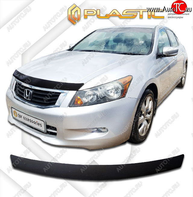 2 599 р. Дефлектор капота (UsA) CA-Plastic Honda Accord 8 CU седан дорестайлинг (2008-2011) (classic черный, без надписи)  с доставкой в г. Керчь