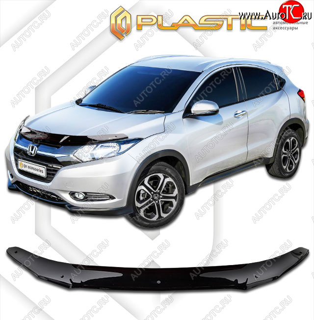 1 999 р. Дефлектор капота CA-Plastic  Honda HR-V  RU (2014-2018) дорестайлинг (classic черный, без надписи)  с доставкой в г. Керчь