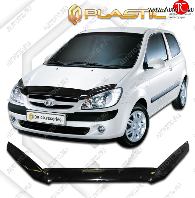 1 899 р. Дефлектор капота CA-Plastic  Hyundai Getz  TB (2005-2011) хэтчбэк 3 дв. рестайлинг (cерия Сlassic черный, без надписи)  с доставкой в г. Керчь