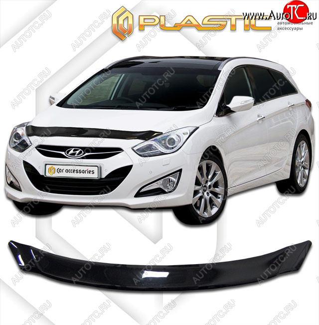 1 899 р. Дефлектор капота CA-Plastic  Hyundai I30  2 GD (2011-2017) дорестайлинг универсал, рестайлинг универсал (classic черный, без надписи)  с доставкой в г. Керчь
