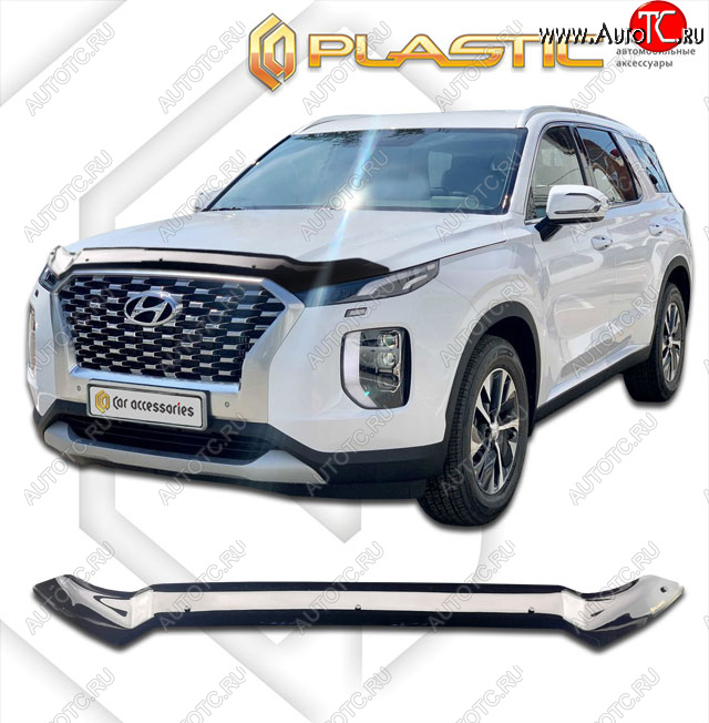 1 999 р. Дефлектор капота CA-Plastic  Hyundai Palisade  LX2 (2018-2022) (classic черный, без надписи)  с доставкой в г. Керчь