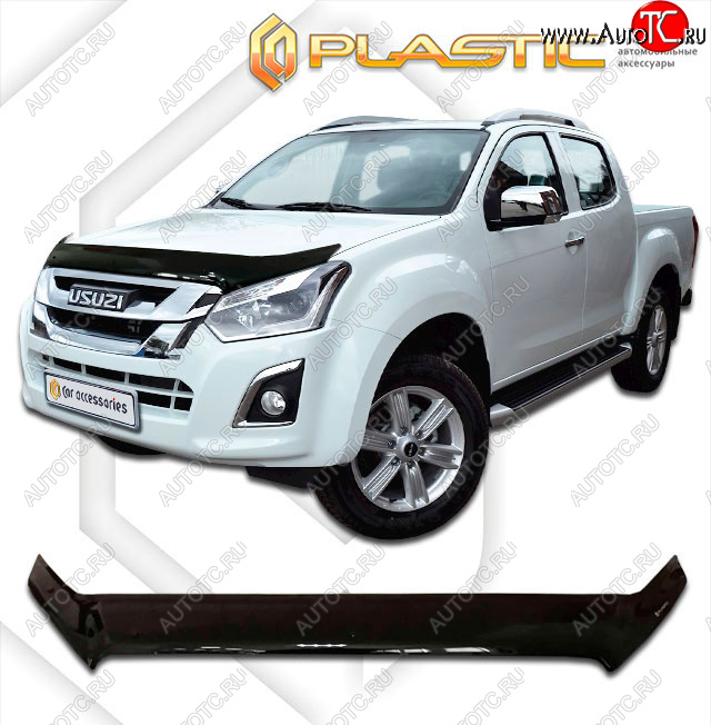 2 159 р. Дефлектор капота CA-Plastic Isuzu D-Max RT85,TFR ExtendedCab рестайлинг (2015-2021) (classic черный, без надписи)  с доставкой в г. Керчь