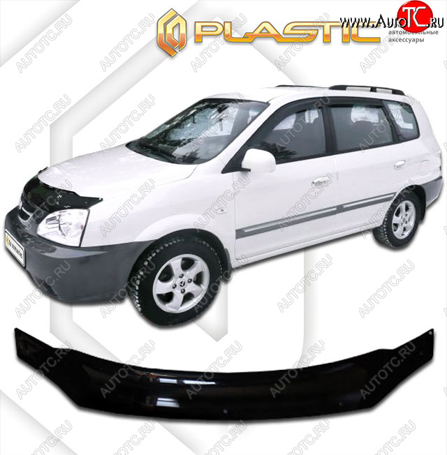 2 159 р. Дефлектор капота CA-Plastic  KIA Carens  FC, RS (2002-2006) рейсталинг (classic черный, без надписи)  с доставкой в г. Керчь
