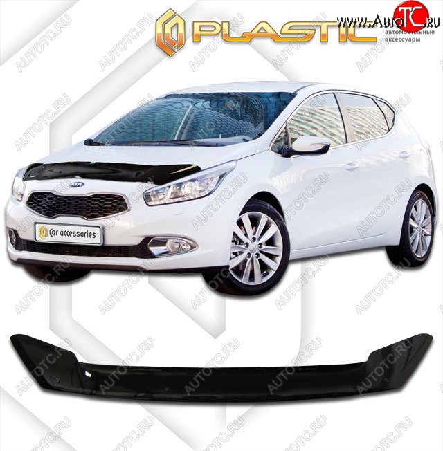 1 999 р. Дефлектор капота CA-Plastic  KIA Ceed  2 JD (2015-2018) рестайлинг, хэтчбэк (classic черный, без надписи)  с доставкой в г. Керчь