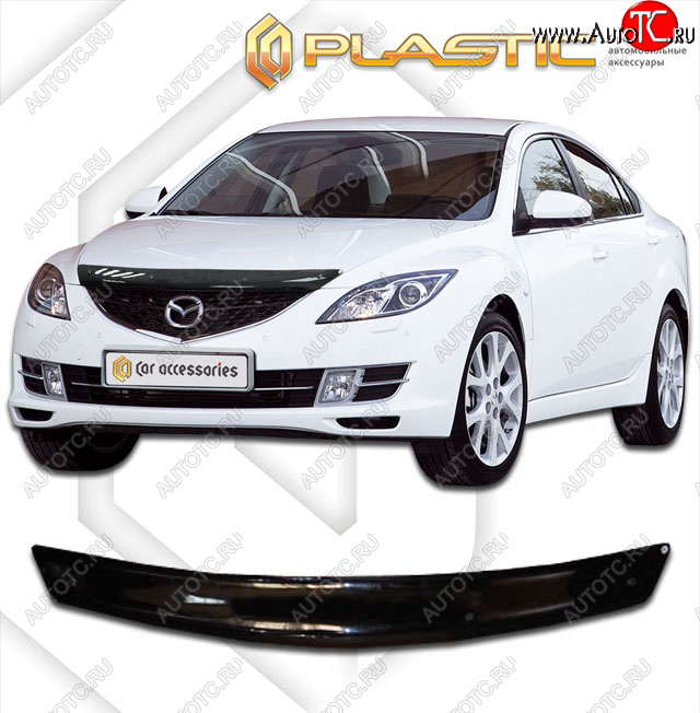 1 759 р. Дефлектор капота (седан) CA-Plastic Mazda Atenza (2007-2012) (Classic черный)  с доставкой в г. Керчь