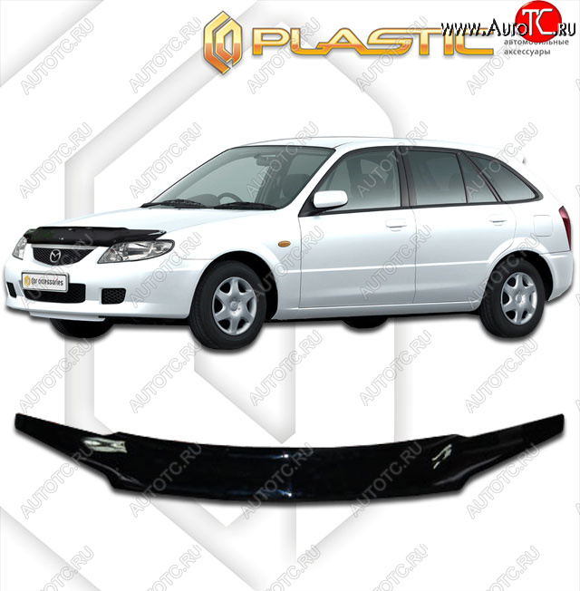 1 999 р. Дефлектор капота CA-Plastic  Mazda 323/Familia  седан (2000-2004) BJ рестайлинг (classic черный, без надписи)  с доставкой в г. Керчь