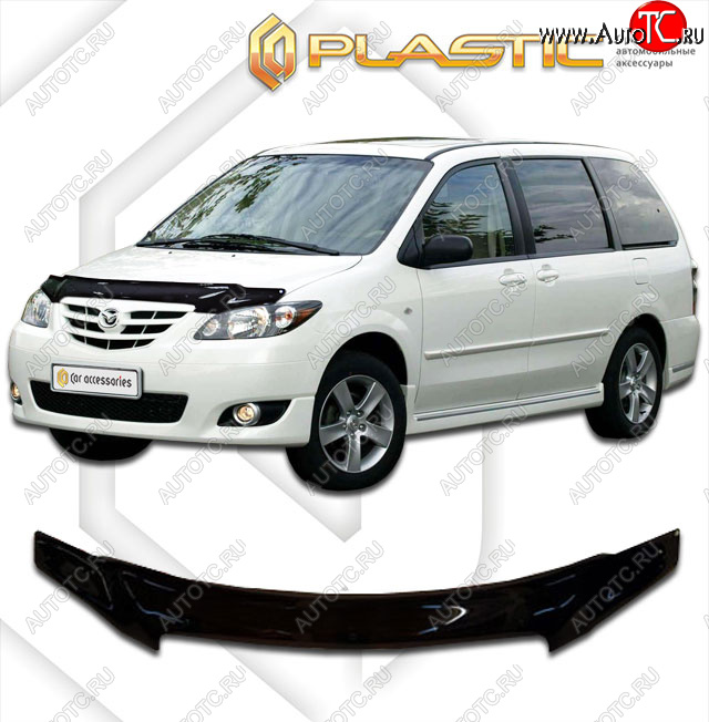 2 159 р.  Дефлектор капота CA-Plastic  Mazda MPV  LW (2003-2006) 2-ой рестайлинг (cерия Сlassic черный, без надписи)  с доставкой в г. Керчь
