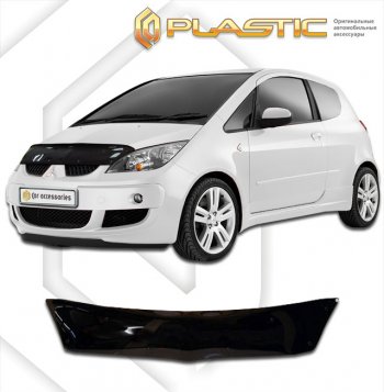 1 839 р. Дефлектор капота CA-Plastic Mitsubishi Colt Z20, Z30 хэтчбэк 3 дв. рестайлинг (2008-2012) (серия Сlassic черный)  с доставкой в г. Керчь. Увеличить фотографию 2