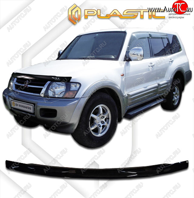 2 079 р. Дефлектор капота CA-Plastic  Mitsubishi Pajero  3 V60 (2003-2006) рестайлинг (cерия Сlassic черный, без надписи)  с доставкой в г. Керчь