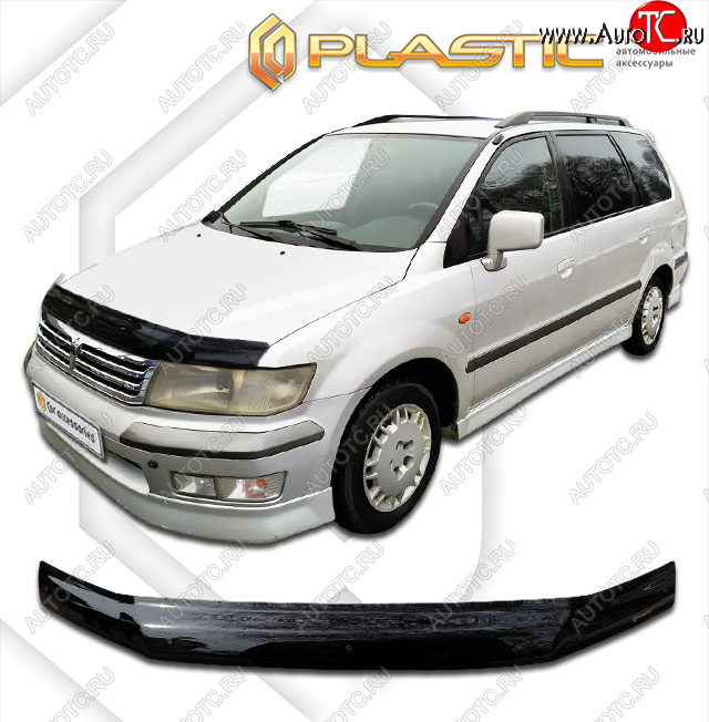 1 999 р. Дефлектор капота CA-Plastic Mitsubishi Space Wagon N94W (1998-2005) (classic черный, без надписи)  с доставкой в г. Керчь