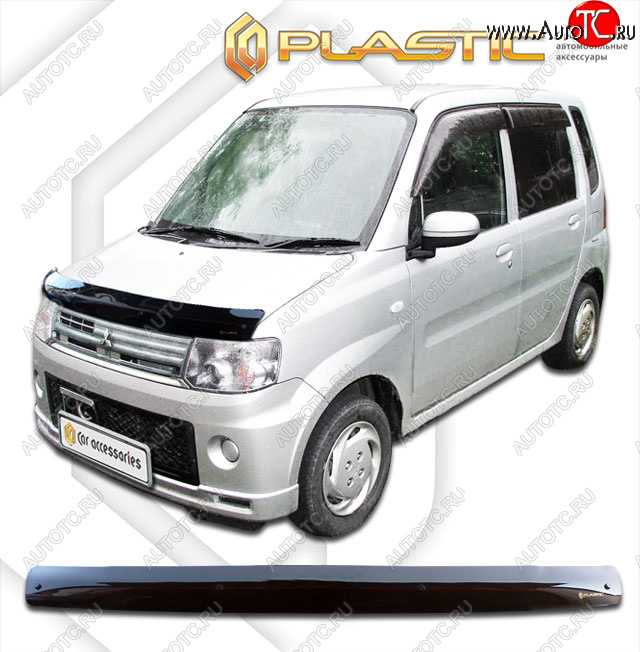 1 839 р. Дефлектор капота CA-Plastic  Mitsubishi Toppo  H82A (2008-2013) хэтчбэк 5 дв. (classic черный, без надписи)  с доставкой в г. Керчь