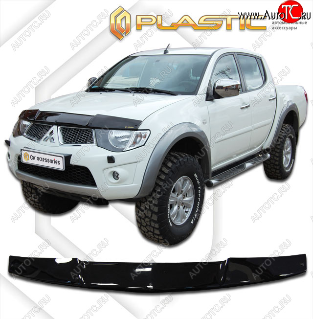 1 999 р. Дефлектор капота CA-Plastic Mitsubishi Triton KA/KB Picap DoubleCab (2005-2015) (classic черный, без надписи)  с доставкой в г. Керчь