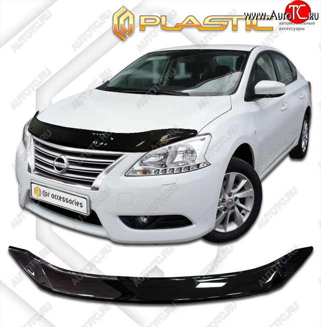 2 079 р. Дефлектор капота CA-Plastic Nissan Bluebird Sylphy седан NB17 (2012-2025) (classic черный, без надписи)  с доставкой в г. Керчь