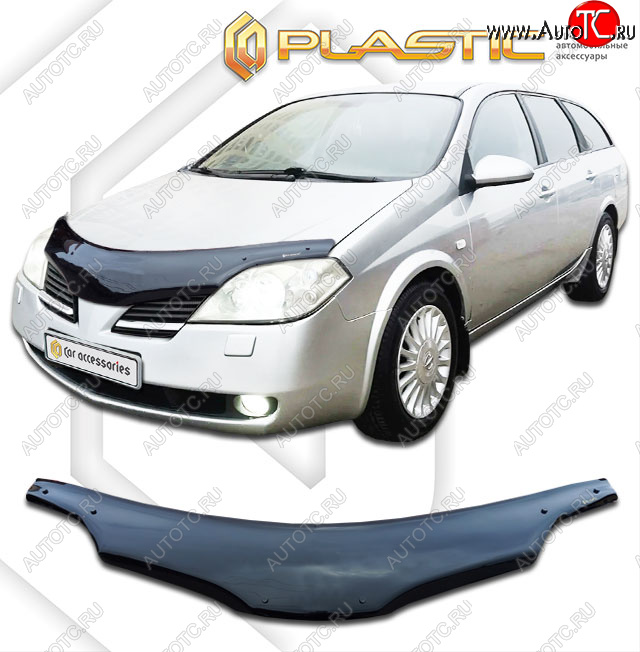 2 399 р. Дефлектор капота (РФ) CA-Plastic  Nissan Primera  3 универсал (2002-2008) P12 (classic черный, без надписи)  с доставкой в г. Керчь