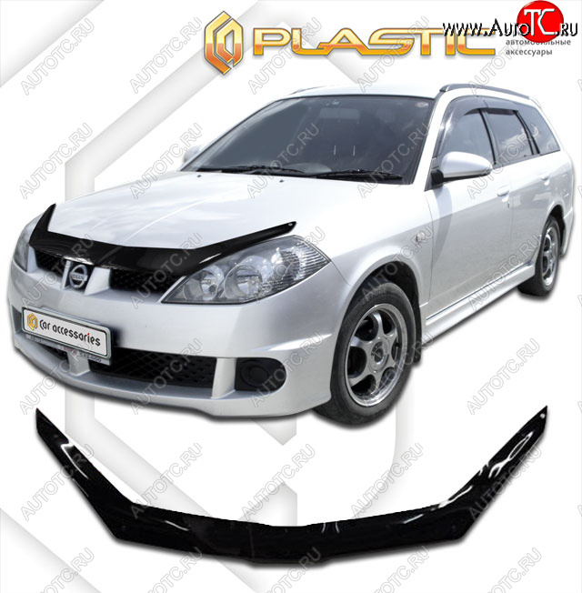 1 999 р. Дефлектор капота CA-Plastic  Nissan Wingroad  2 Y11 (2001-2005) рестайлинг универсал (classic черный, без надписи)  с доставкой в г. Керчь