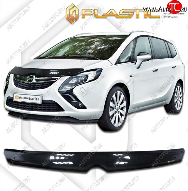 1 899 р. Дефлектор капота CA-Plastic Opel Zafira С дорестайлинг (2011-2016) (Classic чёрный, Без надписи)  с доставкой в г. Керчь
