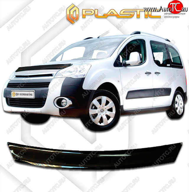 1 839 р. Дефлектор капота CA-Plastic Peugeot Partner Tepee (2008-2012) (classic черный, без надписи)  с доставкой в г. Керчь