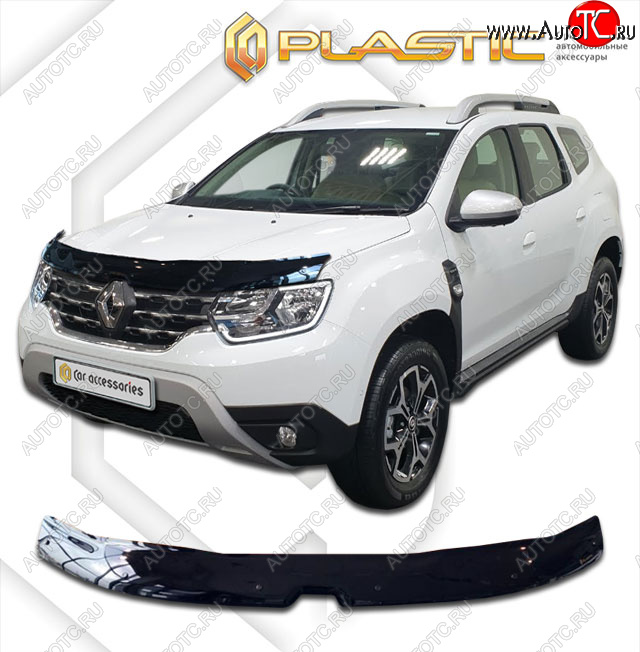 2 099 р. Дефлектор капота CA-Plastic Renault Duster HM рестайлинг (2021-2024) (classic черный, без надписи)  с доставкой в г. Керчь