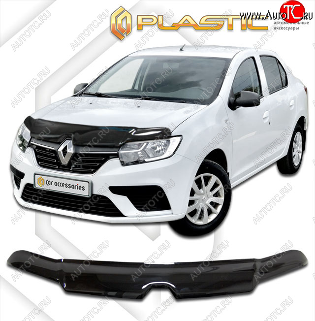 2 379 р. Дефлектор капота CA-Plastic Renault Logan 2 рестайлинг (2018-2025) (classic черный, без надписи)  с доставкой в г. Керчь