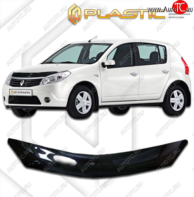 1 899 р. Дефлектор капота CA-Plastic Renault Sandero Stepway (BS) (2010-2014) (classic черный, без надписи)  с доставкой в г. Керчь