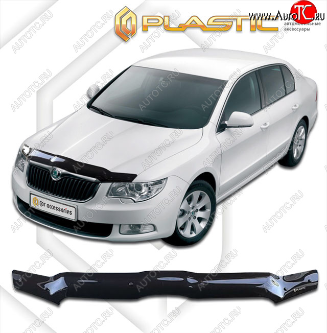 1 899 р. Дефлектор капота CA-Plastic Skoda Superb B6 (3T) лифтбэк дорестайлинг (2008-2013) (classic черный, без надписи)  с доставкой в г. Керчь