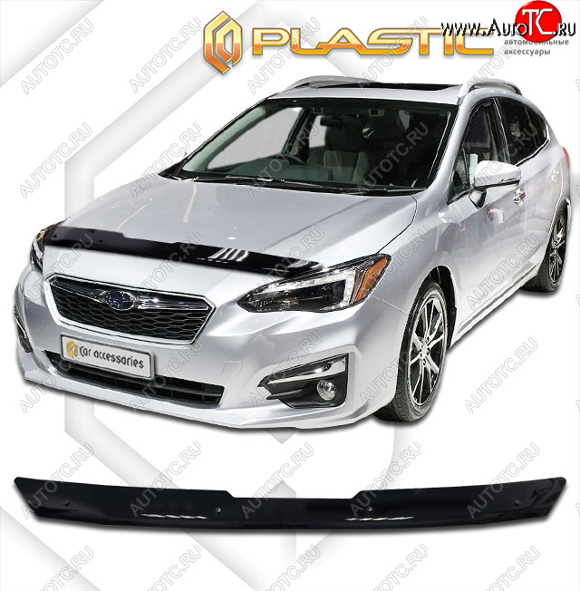 1 839 р. Дефлектор капота CA-Plastic  Subaru Impreza  GT (2016-2019) хэтчбэк дорестайлинг (classic черный, без надписи)  с доставкой в г. Керчь