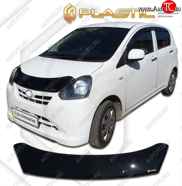 1 999 р. Дефлектор капота CA-Plastic  Subaru Pleo Plus  LA300F, LA310F (2012-2017) хэтчбек 5 дв. дорестайлинг, хэтчбек 5 дв. рестайлинг (classic черный, без надписи)  с доставкой в г. Керчь