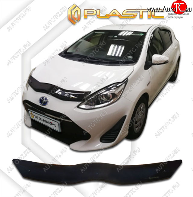 1 839 р. Дефлектор капота CA-Plastic  Toyota Aqua  P10 (2017-2021) 2-ой рестайлинг (classic черный, без надписи)  с доставкой в г. Керчь