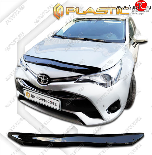 1 839 р. Дефлектор капота CA-Plastic  Toyota Avensis  T270 седан (2015-2018) 2-ой рестайлинг (classic черный, без надписи)  с доставкой в г. Керчь