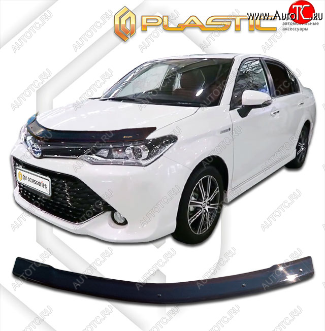 1 899 р. Дефлектор капота CA-Plastic  Toyota Corolla Axio  (E160) седан (2015-2017) 1-ый рестайлинг (classic черный, без надписи)  с доставкой в г. Керчь