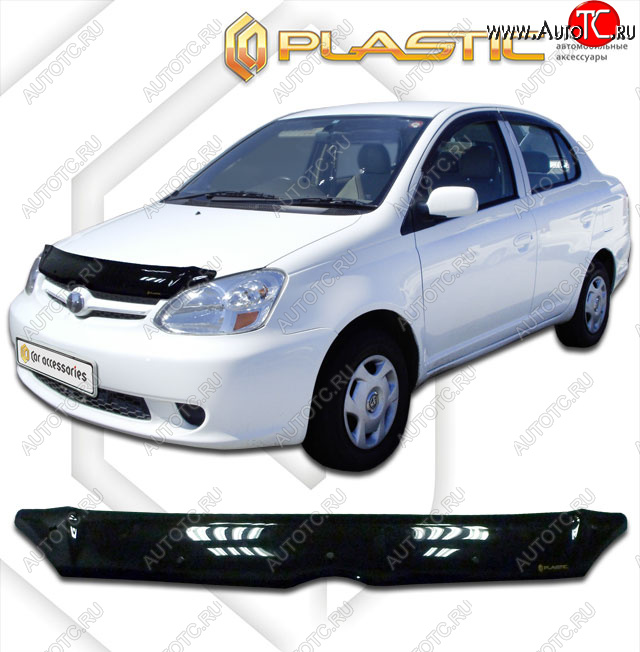 1 899 р. Дефлектор капота CA-Plastic  Toyota Echo  XP10 (2002-2006) седан рестайлинг (classic черный, без надписи)  с доставкой в г. Керчь