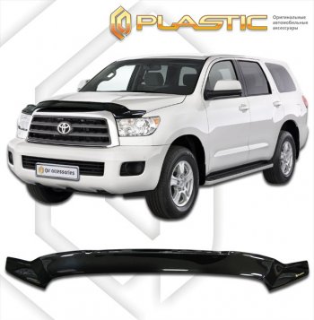 2 159 р. Дефлектор капота CA-Plastic Toyota Sequoia XK60 дорестайлинг (2007-2017) (серия Сlassic черный, без надписи)  с доставкой в г. Керчь. Увеличить фотографию 2