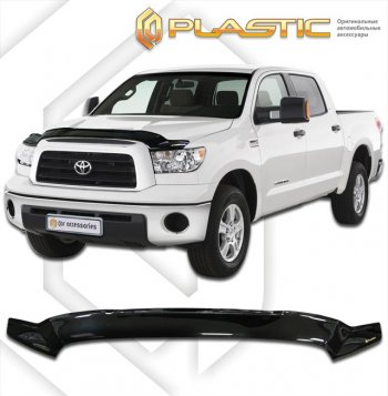 2 159 р. Дефлектор капота (Crew Max) CA-Plastic  Toyota Tundra  XK50 (2007-2013) дорестайлинг, 1-ый рестайлинг (серия Сlassic черный, без надписи)  с доставкой в г. Керчь. Увеличить фотографию 2