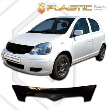 1 899 р. Дефлектор капота (3 door) CA-Plastic Toyota Vitz XP10 хэтчбэк 3 дв. рестайлинг (2001-2005) (серия Сlassic черный, без надписи)  с доставкой в г. Керчь. Увеличить фотографию 2