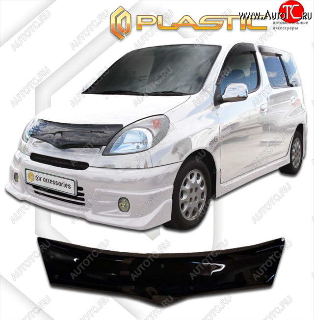 2 159 р. Дефлектор капота CA-Plastic  Toyota Yaris Verso  XP20 (1999-2006) дорестайлинг, рестайлинг (classic черный, без надписи)  с доставкой в г. Керчь
