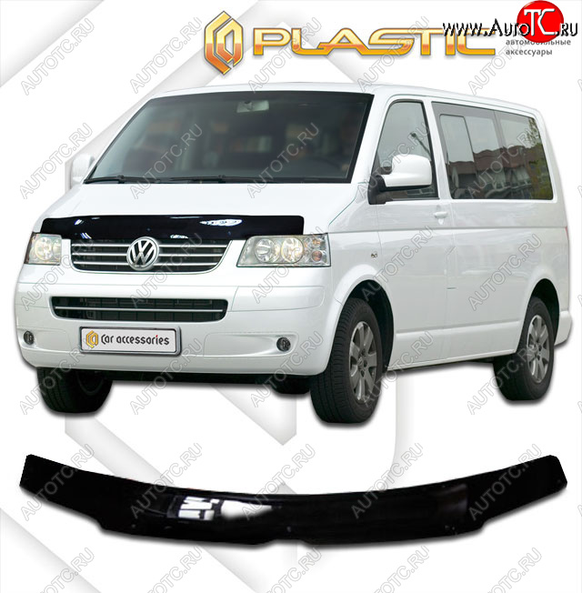 2 079 р. Дефлектор капота CA-Plastic Volkswagen Multivan T5  дорестайлинг (2003-2009) (classic черный, без надписи)  с доставкой в г. Керчь